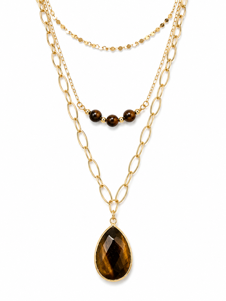 Tiger Eye Triple Layer Necklace