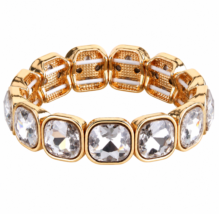 a gold and white bracelet with diamonds