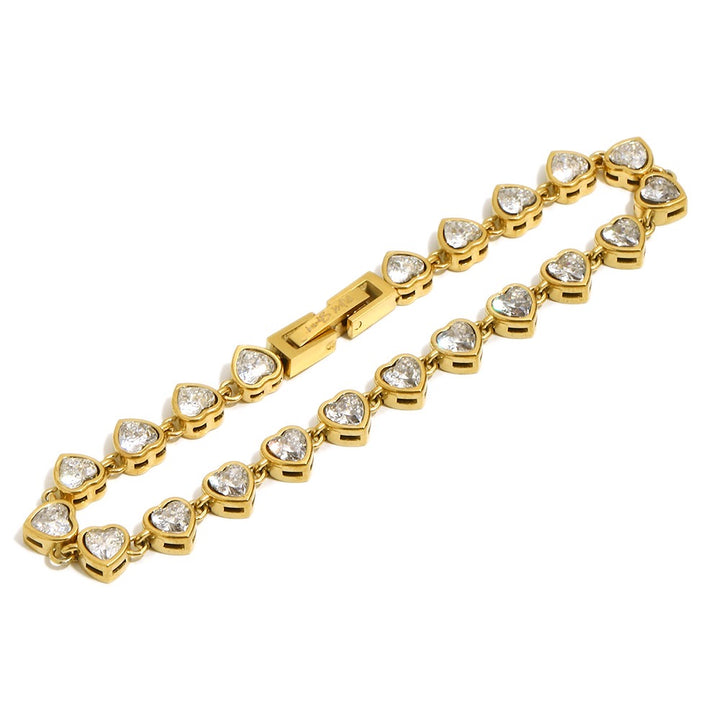 White Love Heart Tennis Bracelet