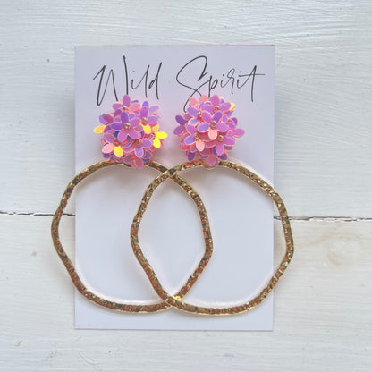 Pink Daisy Hoop Earrings