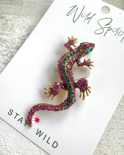 The Pink Gecko Brooch