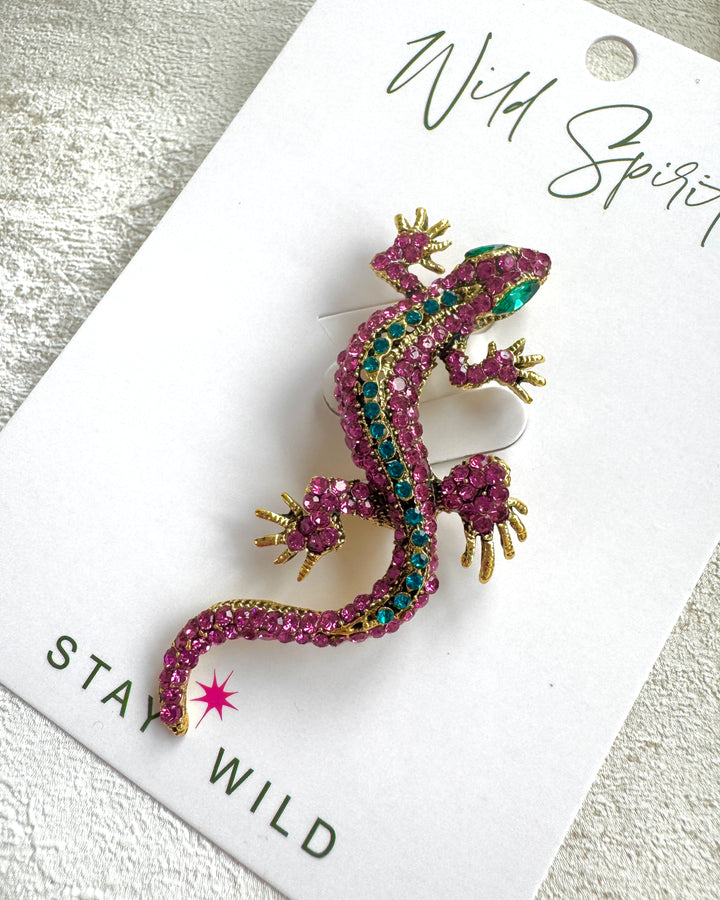 The Pink Gecko Brooch