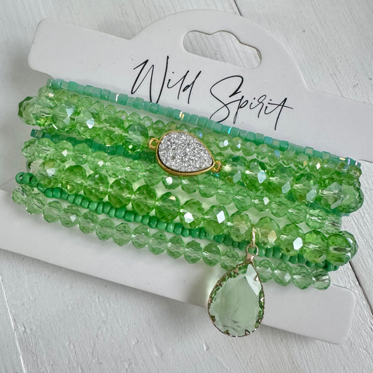 Green Bright Bracelet Stack