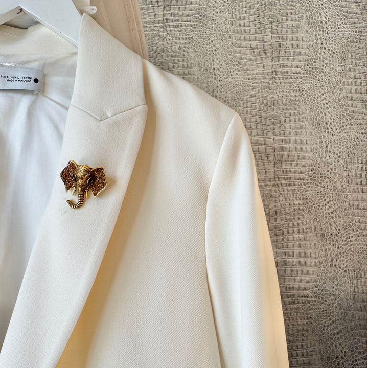 Gold Elephant Bling Brooch