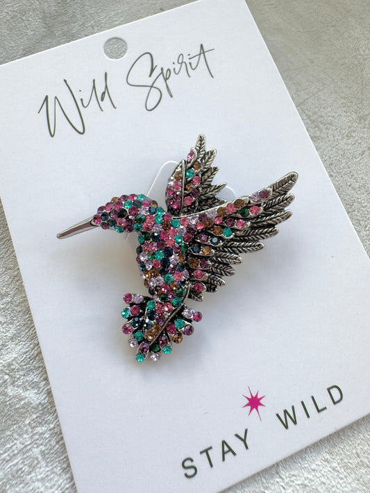 The Bejewelled Hummingbird Brooch