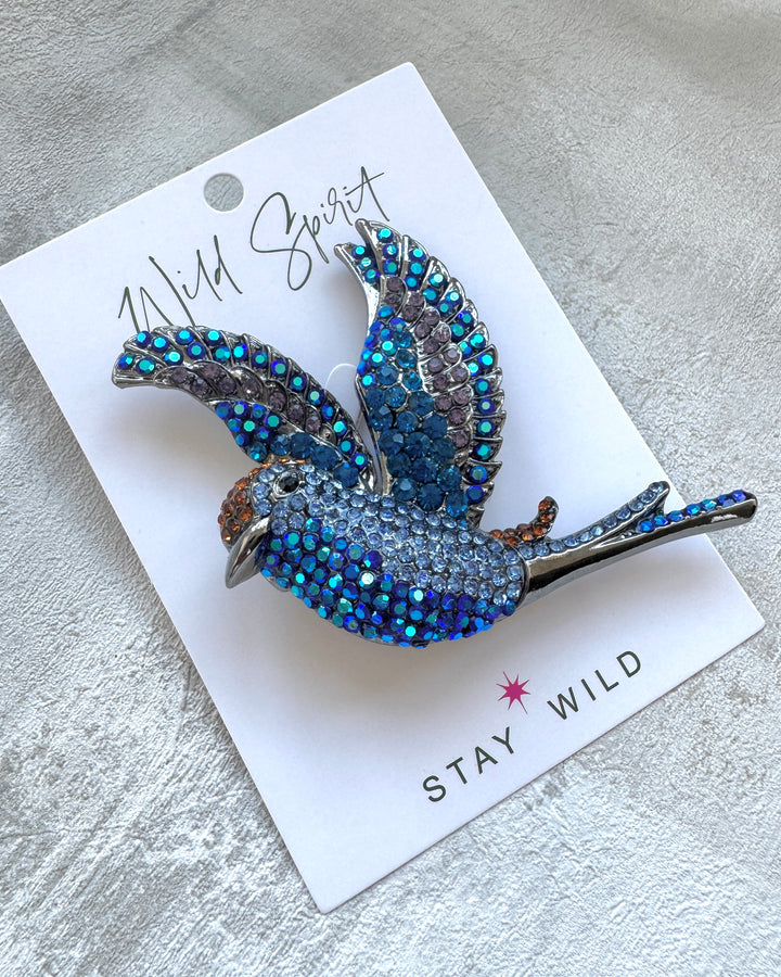 The Giant Soaring Bird Brooch - Blue