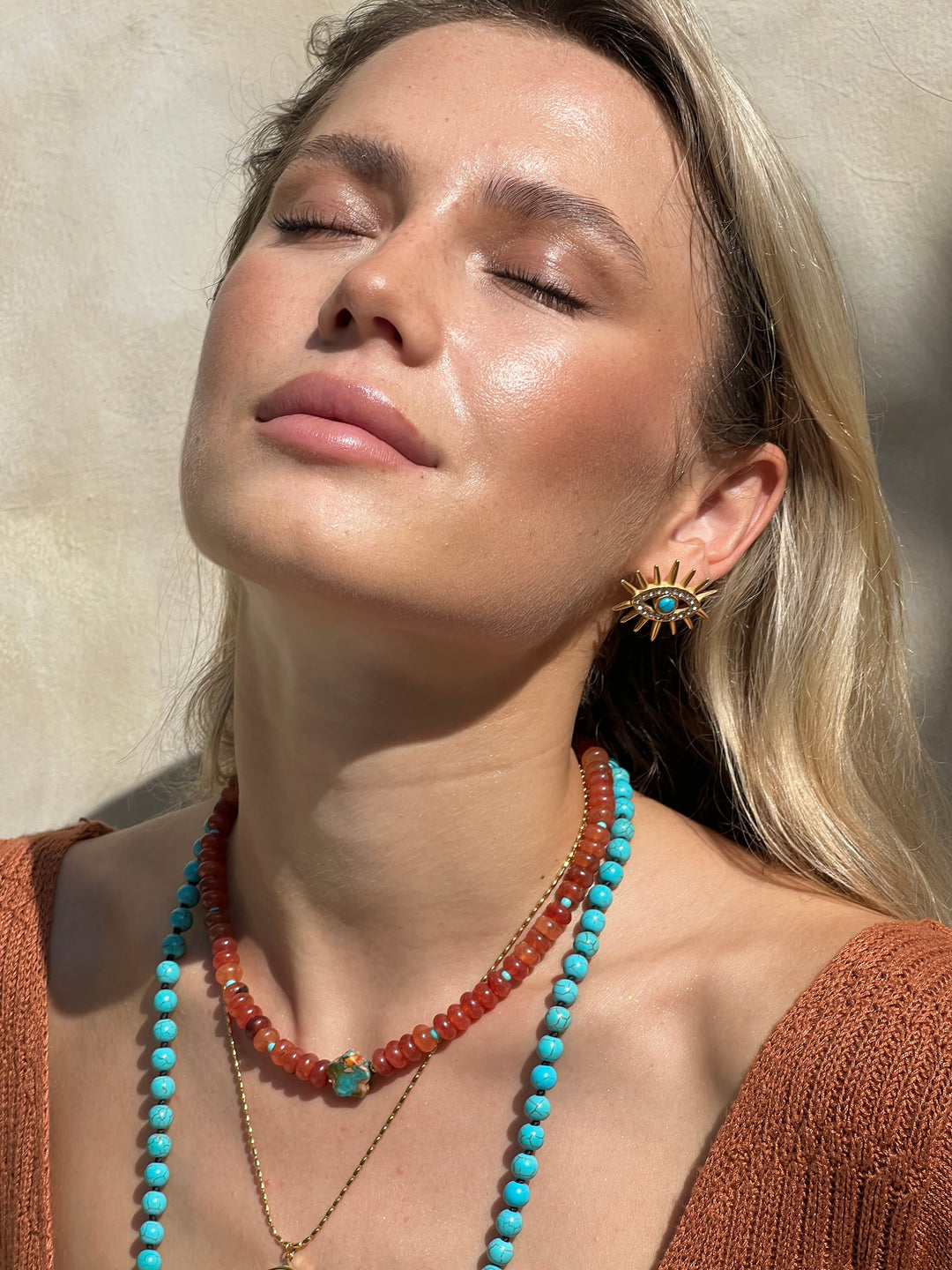 Orange & Turquoise Zora Short Necklace