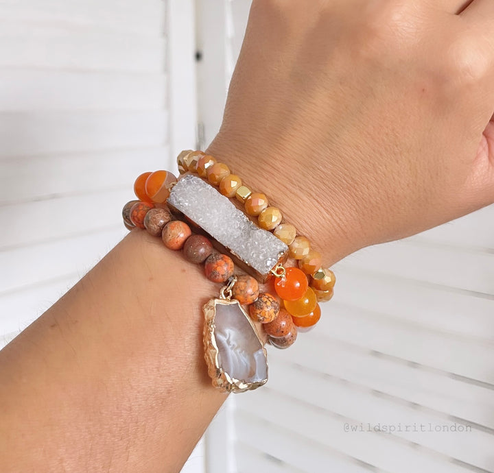 The Butternut Druzy Natural Stone Bracelet Stack