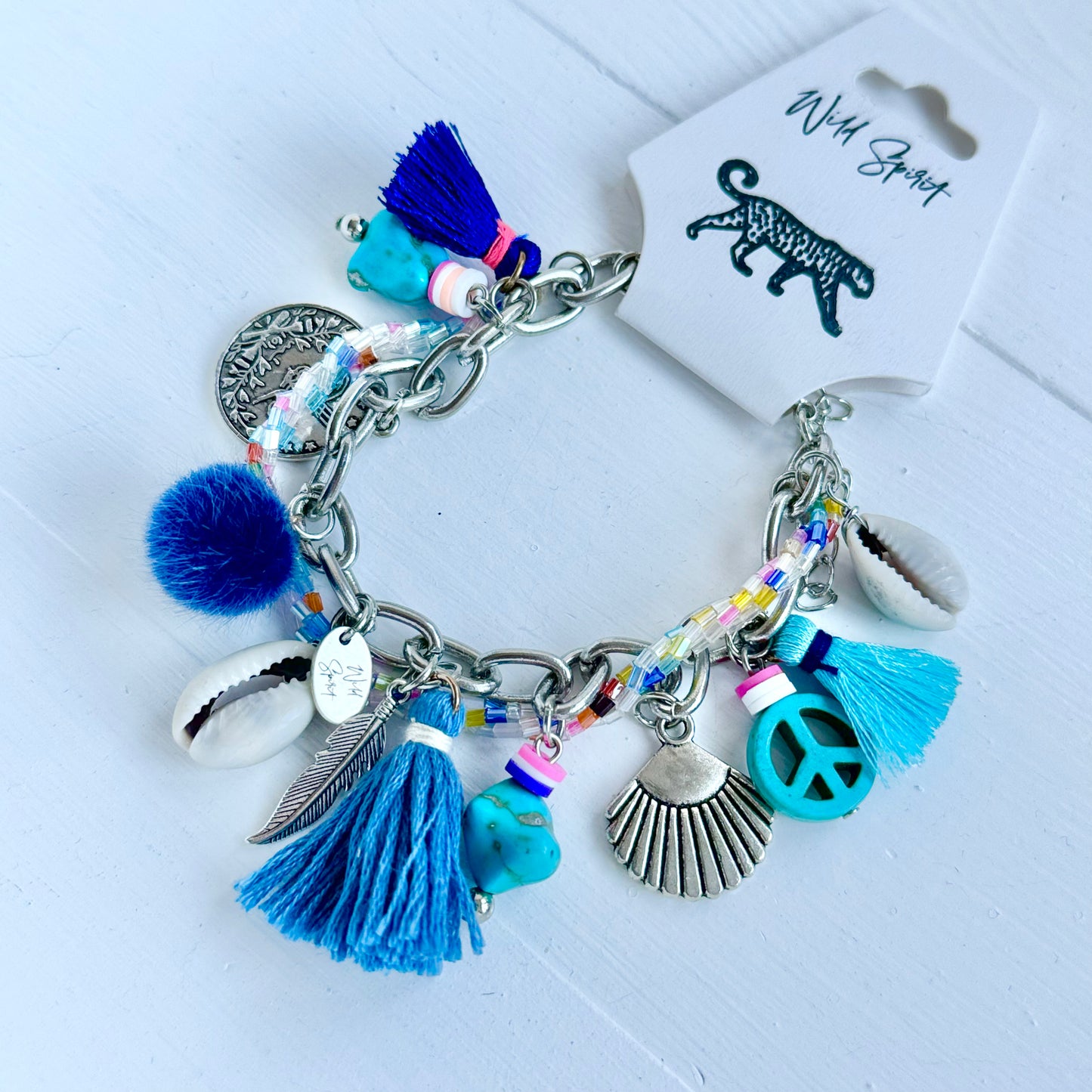 Blue Peace Charm Bracelet