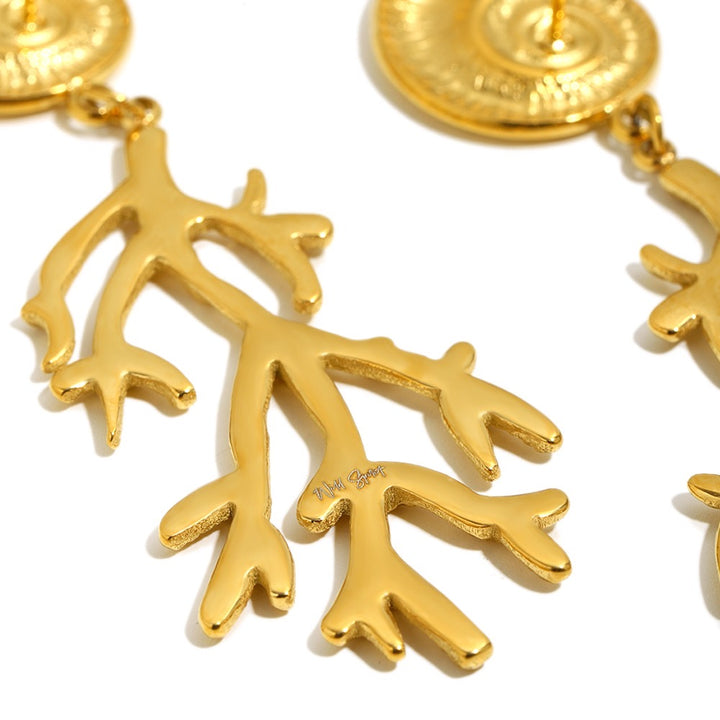 Coral Reef Gold Plated Waterproof Earrings