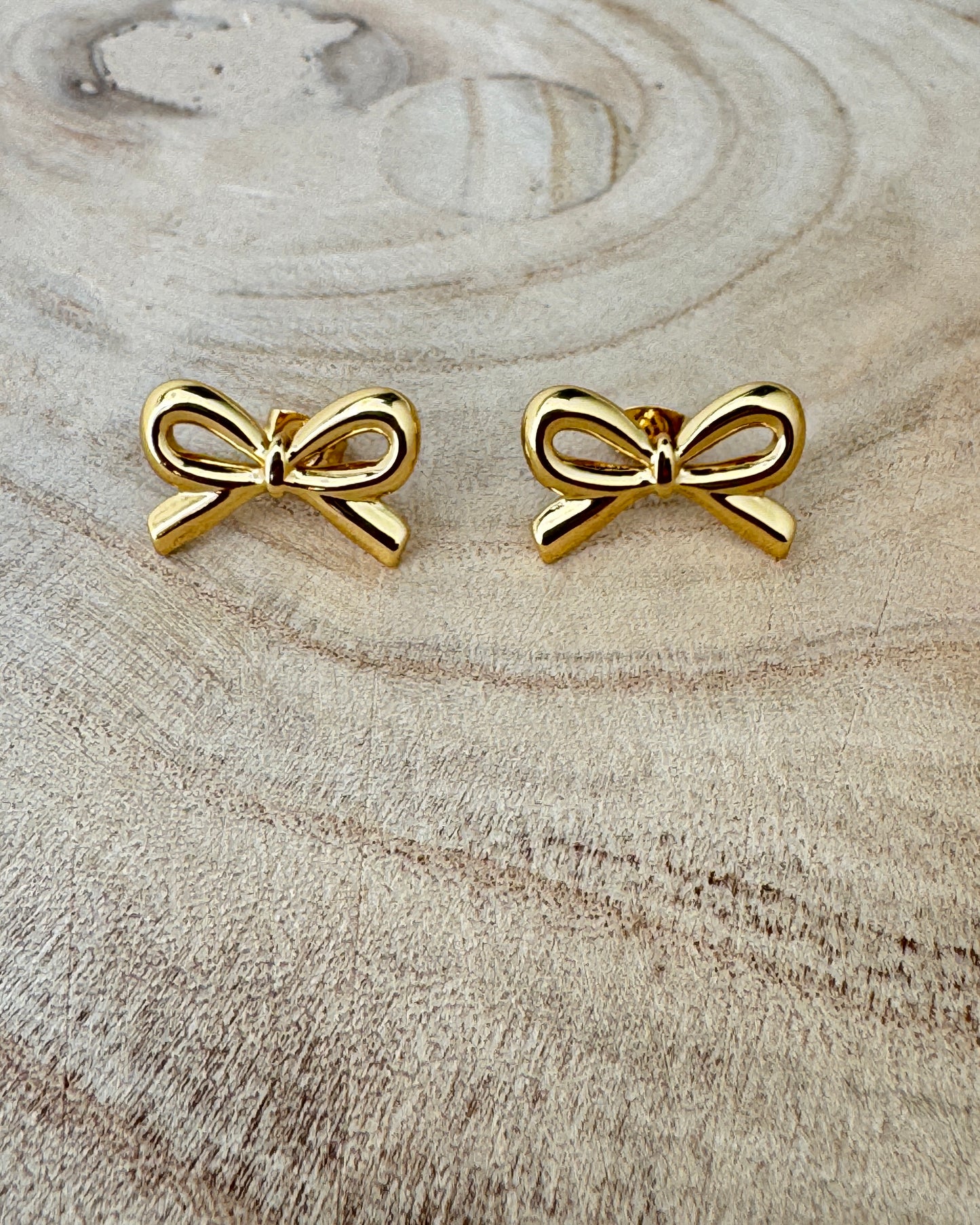 Waterproof Gold Plated Bow Earrings