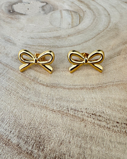 Waterproof Gold Plated Bow Earrings