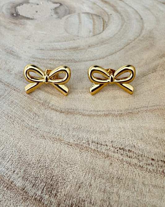 Waterproof Gold Plated Bow Earrings