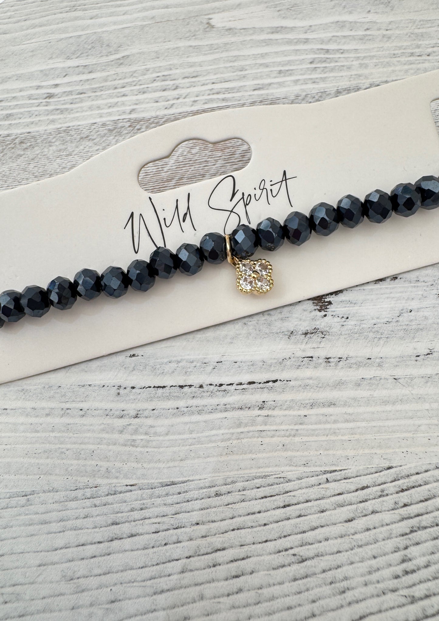Navy Clover Twilight Charm Bracelet