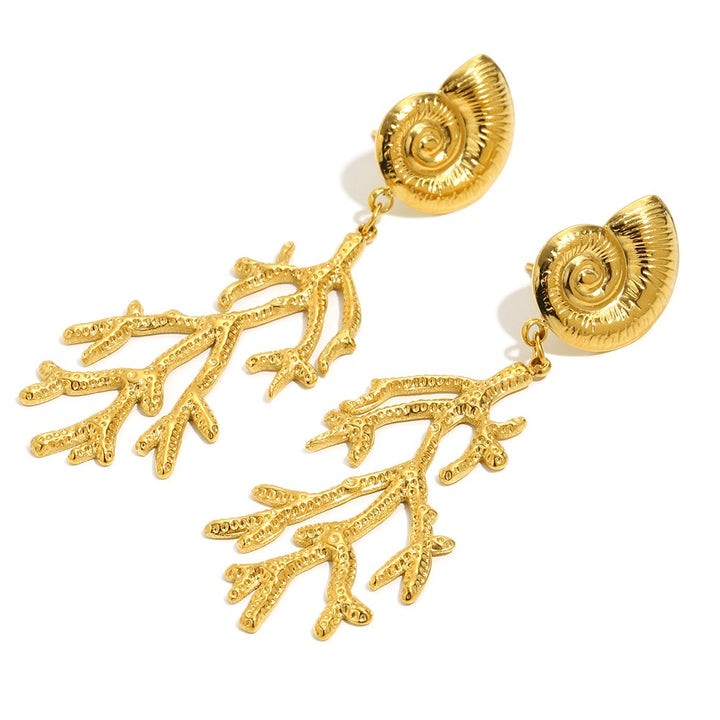 Coral Reef Gold Plated Waterproof Earrings