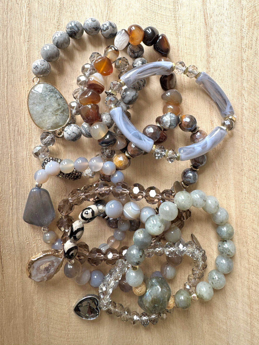 Smokey Grey Set of 10 Bracelets