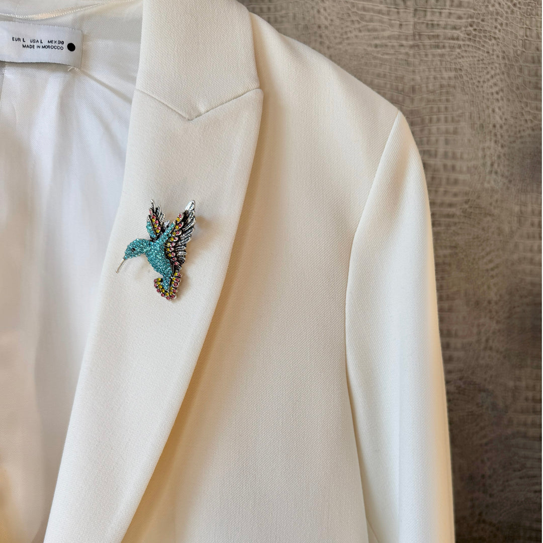 Pink & Blue Mix Hummingbird Brooch