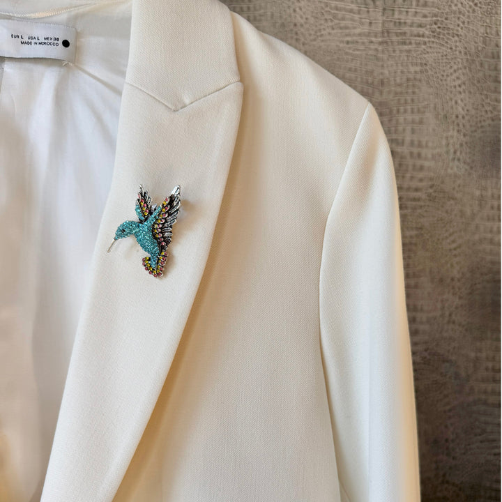 Pink & Blue Mix Hummingbird Brooch