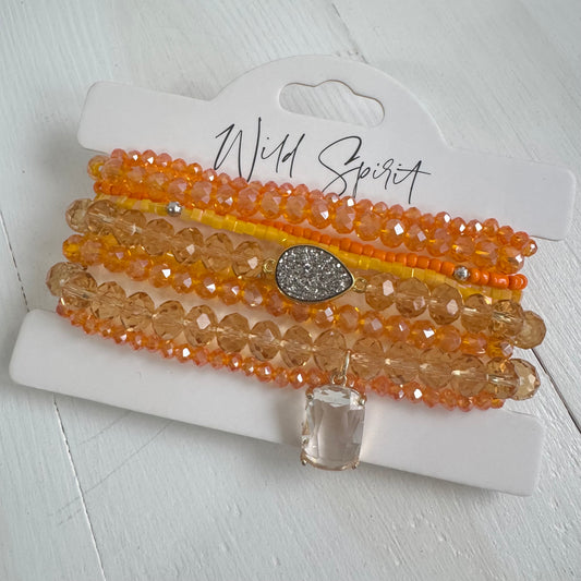 Orange Bright Bracelet Stack