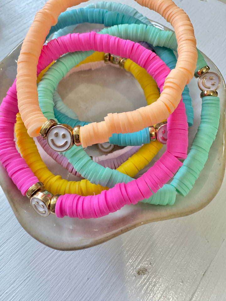 Set of 8 Rainbow Smiley Bracelets
