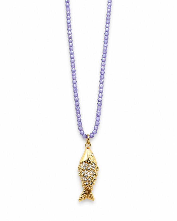 Lilac Shimmerfish Gold Plated Waterproof Necklace