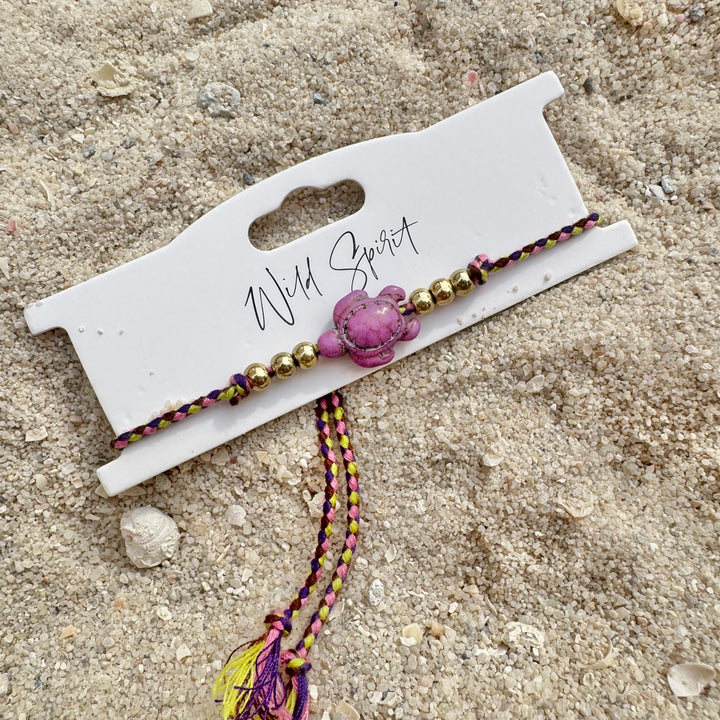 Turtle Charm Woven Bracelet / Anklet – Adjustable & Colourful (Mixed Pack of 8)
