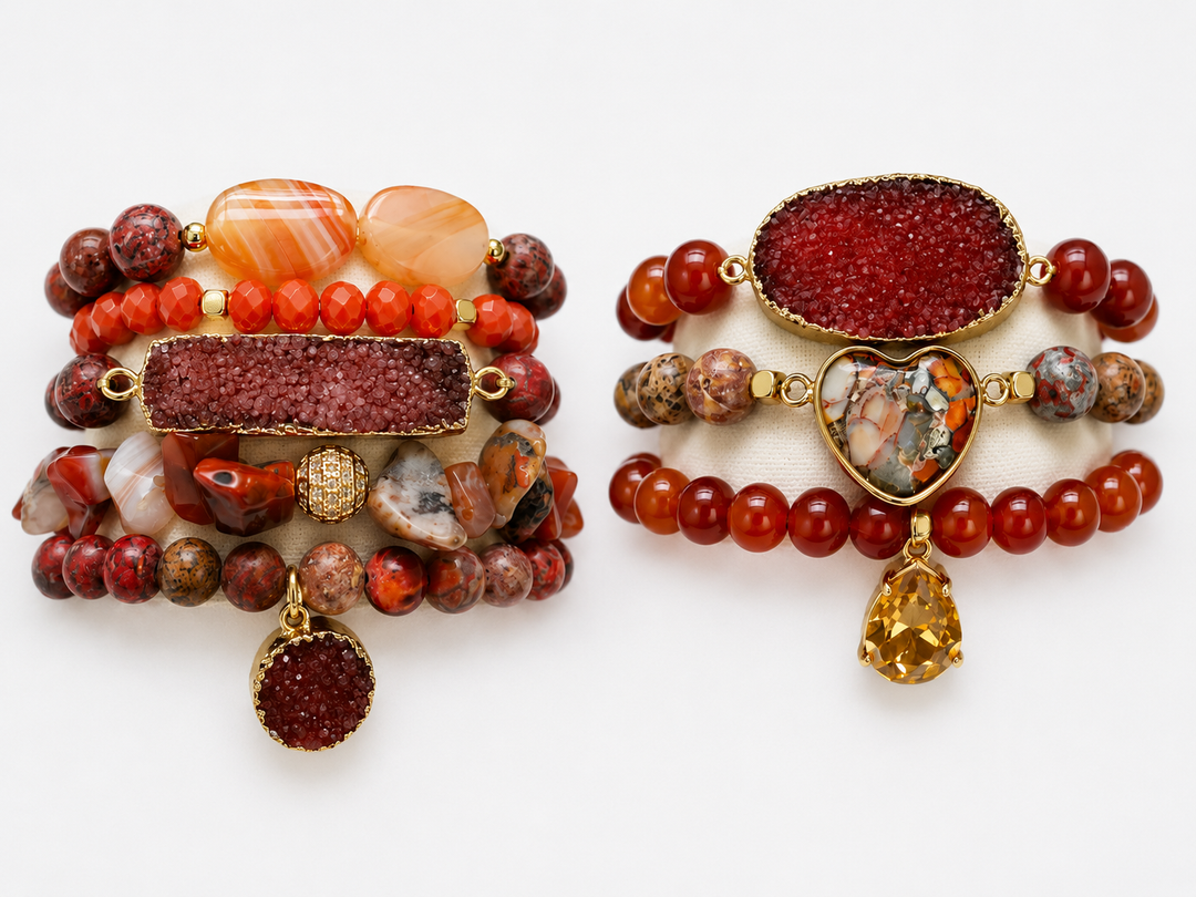 Burnt Orange Set of 8 Bracelets
