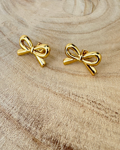 Waterproof Gold Plated Bow Earrings