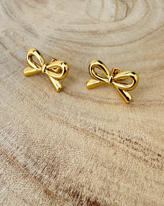 Waterproof Gold Plated Bow Earrings