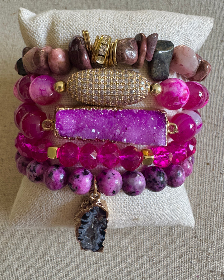 Pink Set of 5 Bracelets