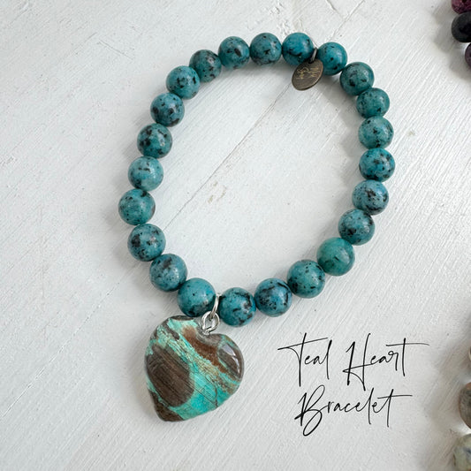 Teal Heart Bracelet