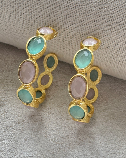 The Rose Quartz & Amazonite 'Iris' Earrings