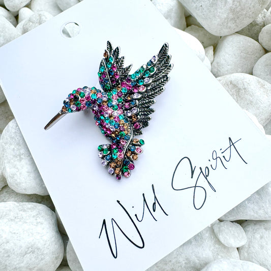 Bejewelled Hummingbird Brooch