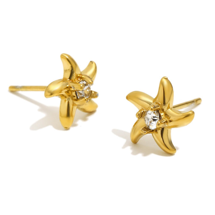 Mini Starfish Gold Plated Waterproof Earrings