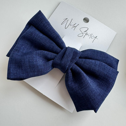 Navy Hair Bow Slide (Pack of 4)