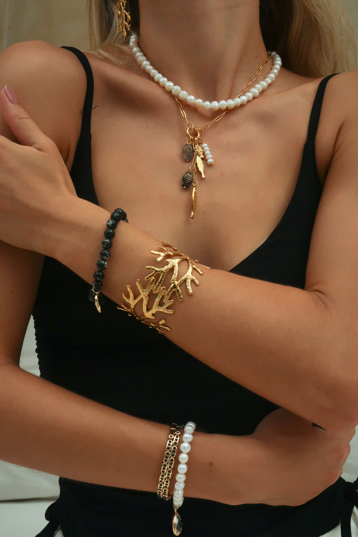 Coral Reef Gold Plated Waterproof Cuff