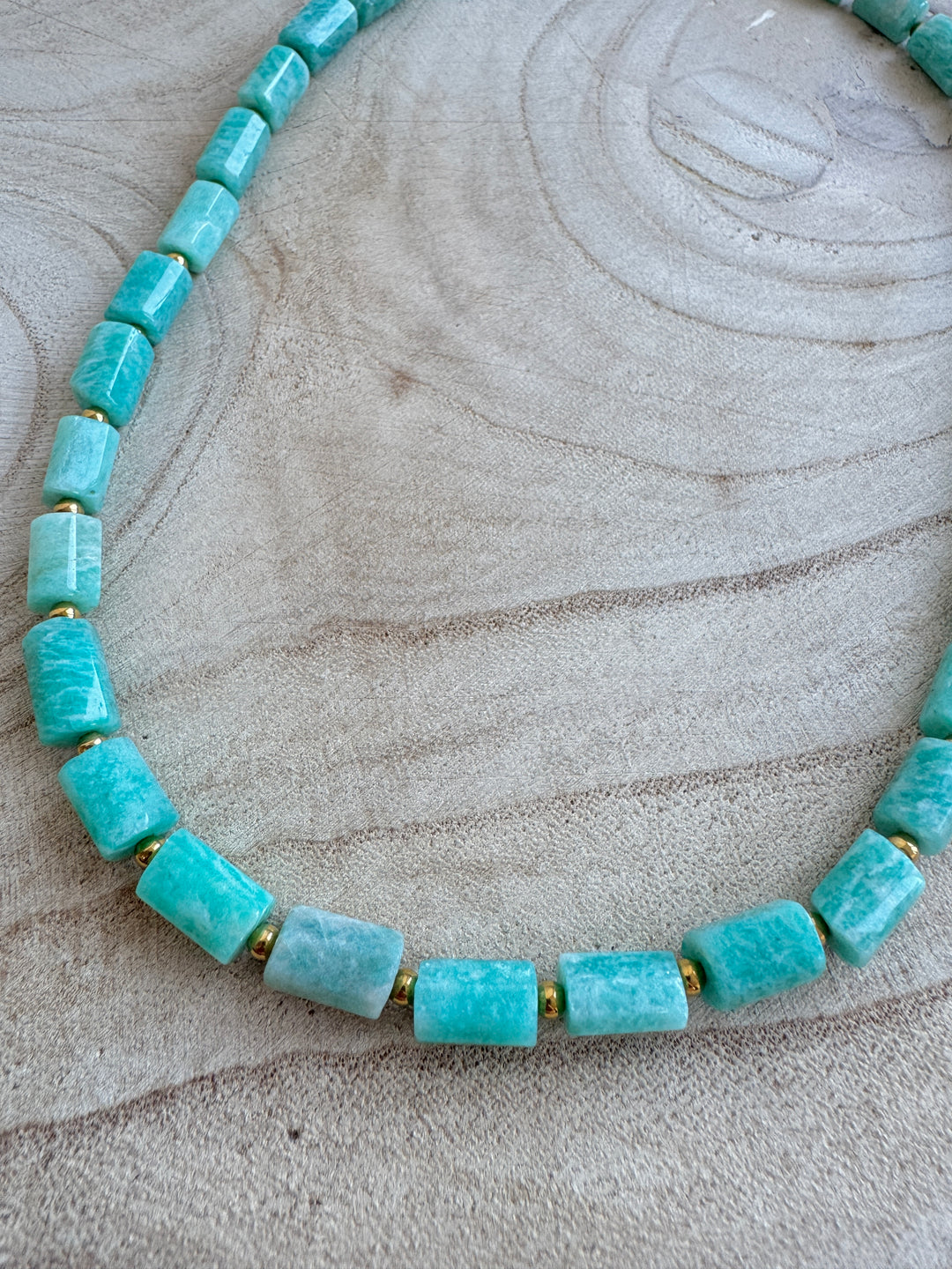 Amazonite Rock Gold Plated Waterproof Necklace