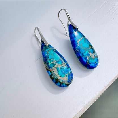 Jasper Earrings - Blue