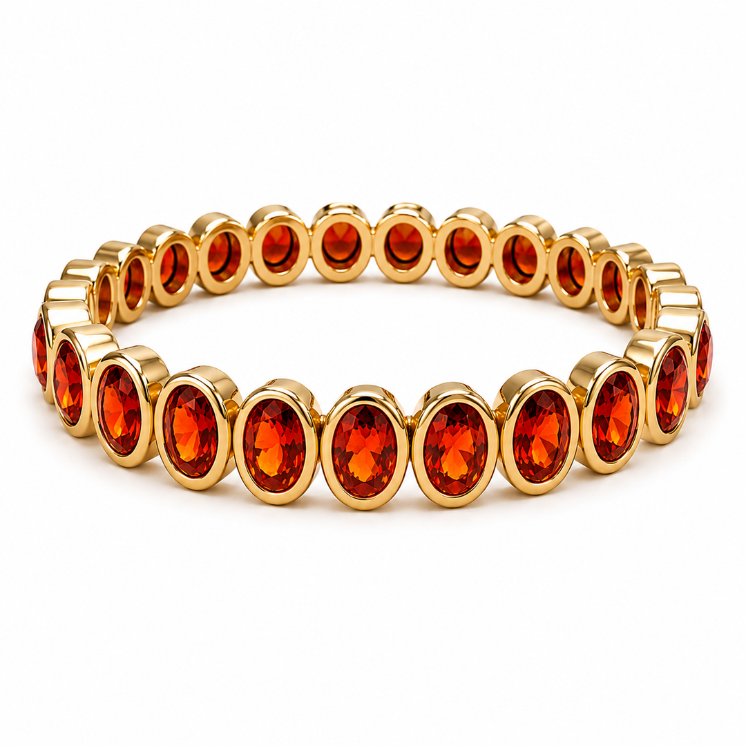 Orangey Red Crystal Oval Bling Bracelet