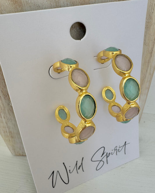 Rose Quartz & Amazonite 'Iris' Earrings