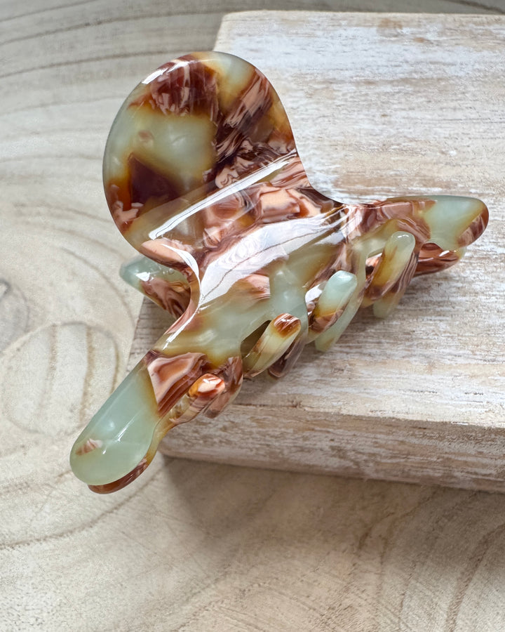 Mint & Brown Hair Clip (Pack of 8)