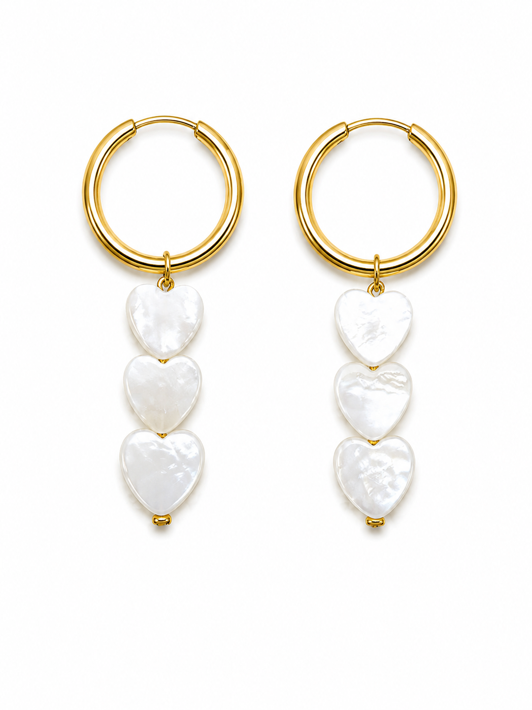 White Amora Shell Heart Earrings