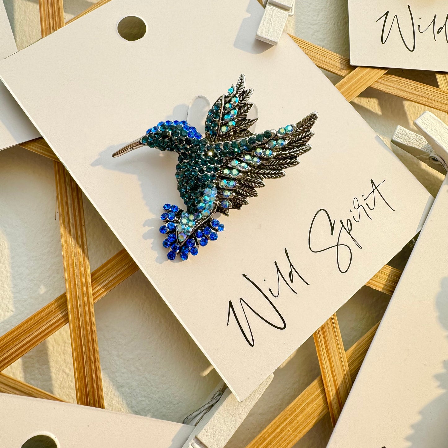 Navy Blue Hummingbird Brooch