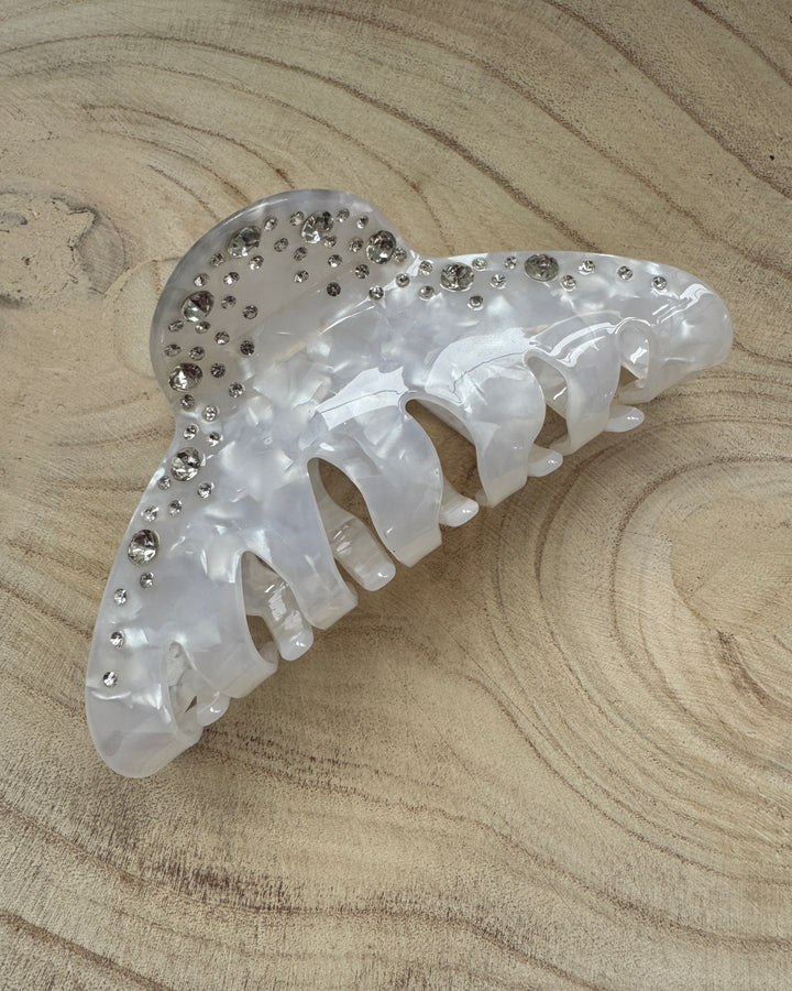 Large Rhinestone White Claw Clip (4 Pack)