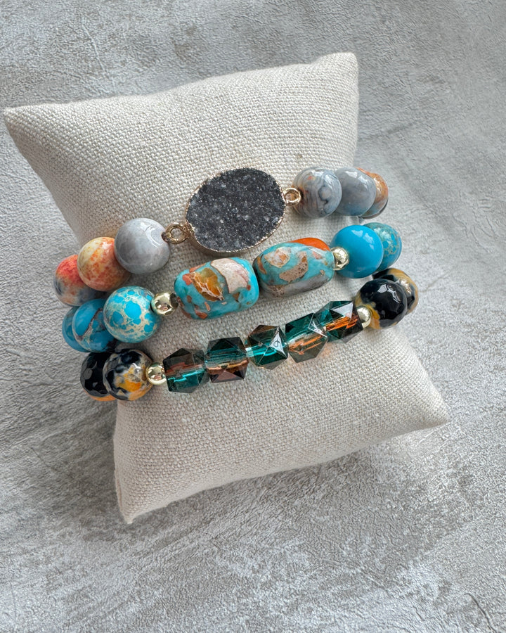 The Sienna Druzy Natural Stone Bracelet Stack