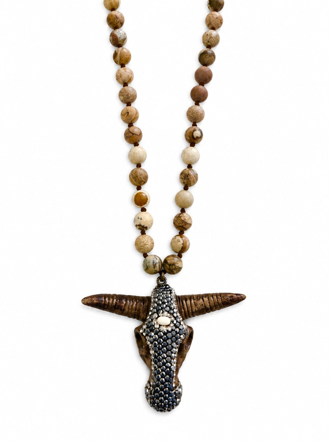 a necklace with a skull pendant
