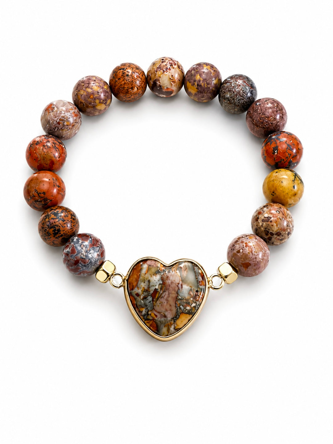 a bracelet with a heart shaped stone pendant