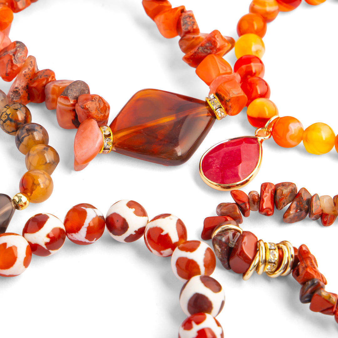 The Red Agate Natural Stone Bracelet Stack