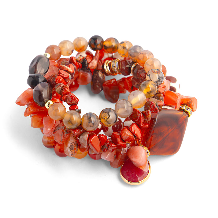 The Red Agate Natural Stone Bracelet Stack
