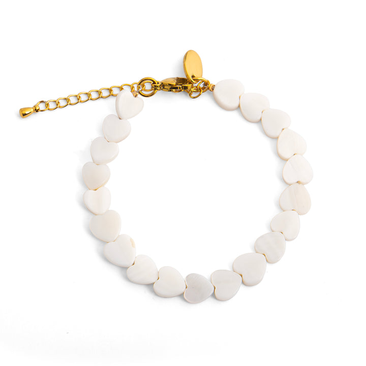 White Amora Shell Heart Bracelet